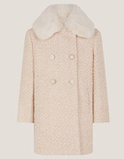 Detachable Collar Tweed Coat, Cream (CREAM), large
