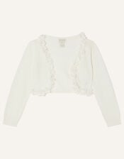 Baby 3D Floral Trim Cardigan, Ivory (IVORY), large