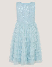 Taylor Sequin Lace Tiered Party Dress, Blue (BLUE), large