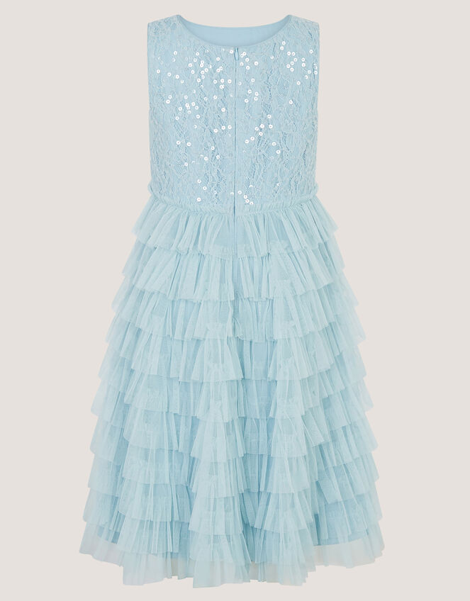 Taylor Sequin Lace Tiered Party Dress, Blue (BLUE), large