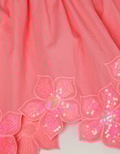 Flutter Sleeve Sequin Floral Dress, Pink (PINK), large