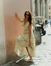 Sundress Shandrani Shimmer Ruffle Maxi Dress, Gold (GOLD), large