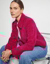 Teagan Tweed Crop Jacket, Pink (PINK), large
