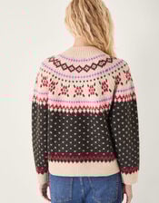 Feliz Fair Isle Cardigan , Brown (CHOCOLATE), large