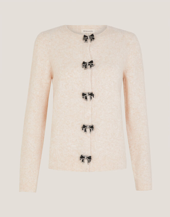 Bee Embellished Bow Cardigan, Ivory (IVORY), large