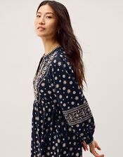 Bonny Floral Print Jersey Midi Dress, Blue (NAVY), large