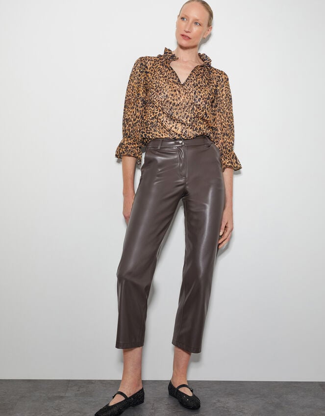 Liza Leopard Print Blouse, Brown (BROWN), large