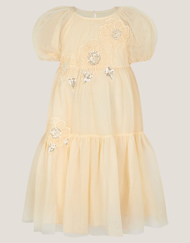 Leila Floral Embellished Party Dress, Yellow (LEMON), large