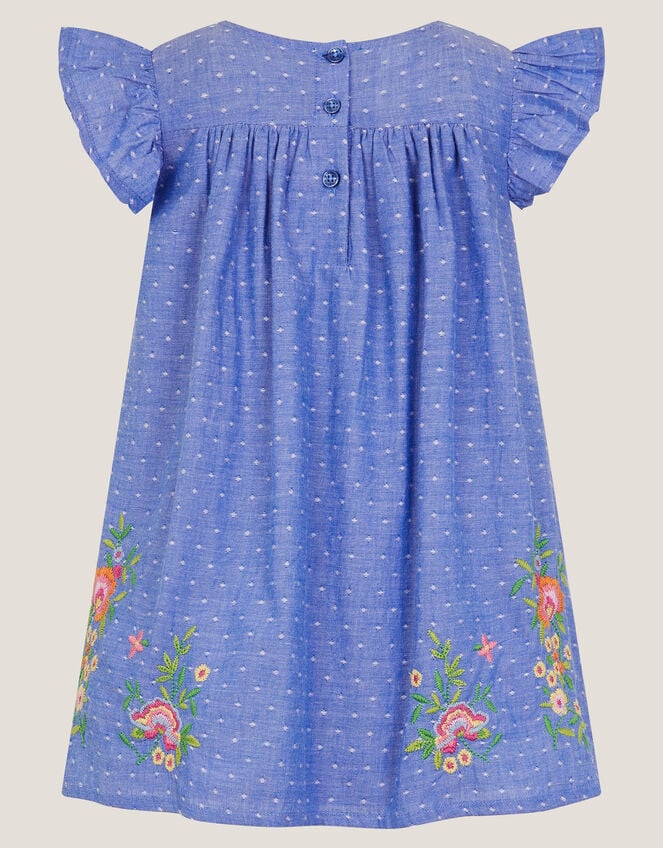 Baby Fairy Embroidered Frill-Sleeve Dress, Blue (BLUE), large