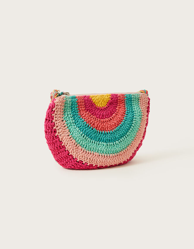 Festival Rainbow Crochet Slouch Bag, , large