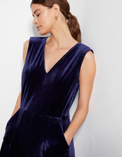 Vayle Velvet Jumpsuit, Blue (MIDNIGHT), large