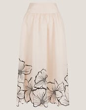 Bridget Embroidered Midi Skirt, Ivory (IVORY), large