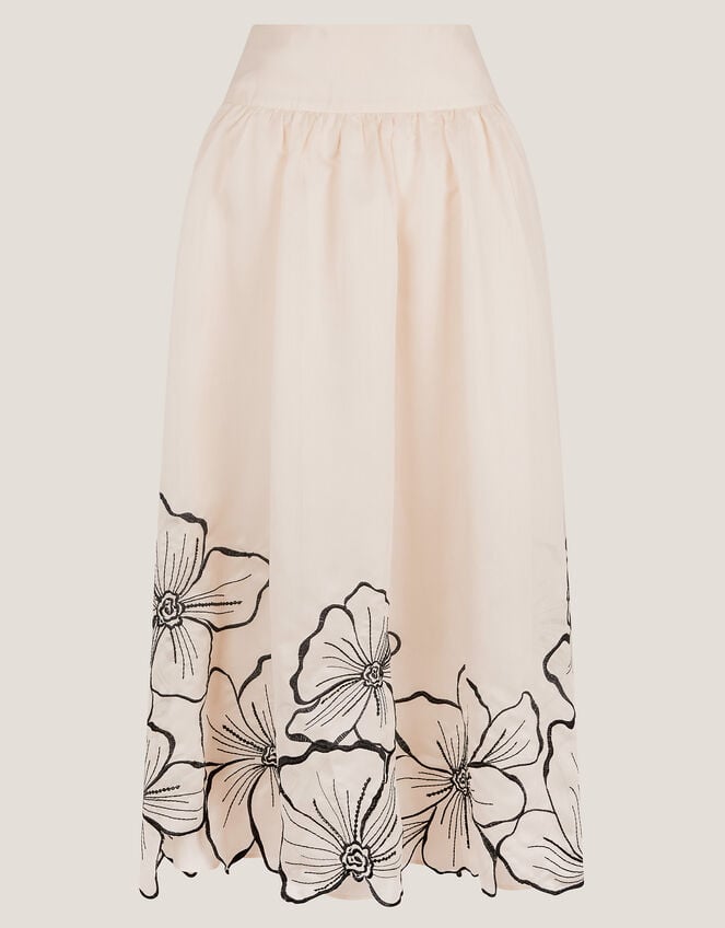 Bridget Embroidered Midi Skirt, Ivory (IVORY), large