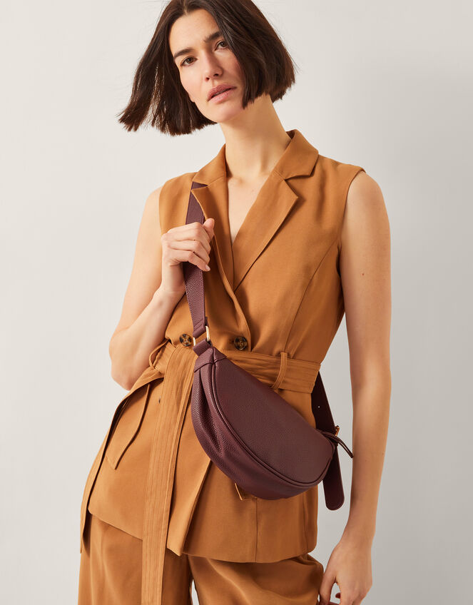 Meg Faux Leather Crescent Sling Bag, , large