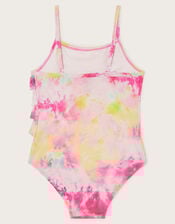 Tie Dye Ruffle Swimsuit, Pink (PINK), large