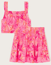 Birds Of Paradise Crop Top and Skirt Set, Pink (PINK), large