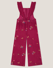 Embroidered Corduroy Dungarees, Red (BURGUNDY), large