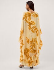 Joanna Ruffle Cape Chiffon Maxi Dress, Ivory (IVORY), large