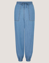Daria Chambray Joggers, Blue (DENIM BLUE), large