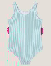 Baby Flamingo Stripe Swimsuit, Blue (AQUA), large