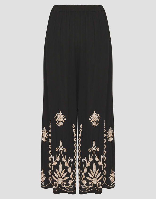 Saffron Embroidered Wide Leg Trousers, Black (BLACK), large