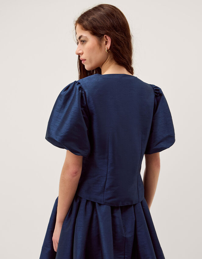 Mila Puff Sleeve Bow Jacket, Blue (NAVY), large