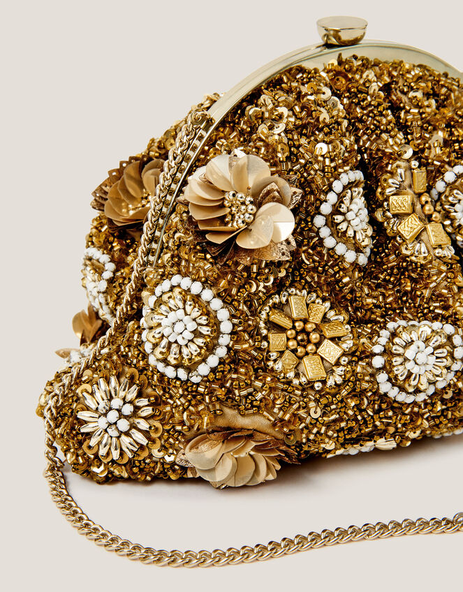 Lulu Flower Embellished Clutch Bag, , large