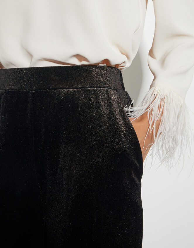 Gigi Glitter Velvet Hareem Trousers, Black (BLACK), large