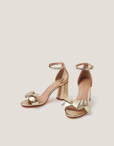 Emer Bow Metallic Heels, Gold (GOLD), large