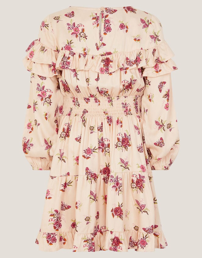 Butterfly Floral Frill Dress, Ivory (IVORY), large