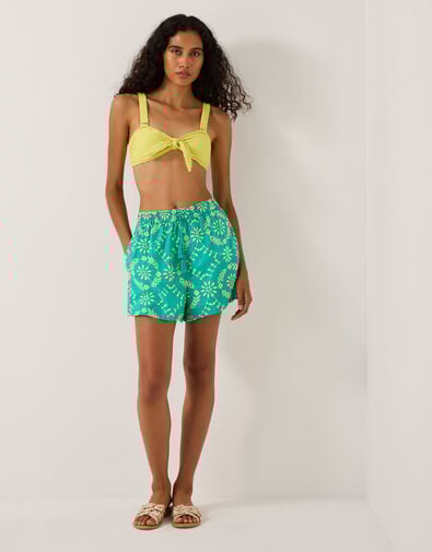 Lyla Floral Embroidered Shorts, Blue (BLUE), large