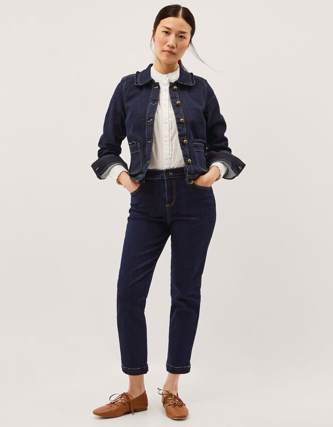 Safaia Straight Cropped Jeans, Blue (INDIGO), large