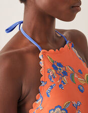 Kaia Floral Halter Swimsuit, Orange (ORANGE), large