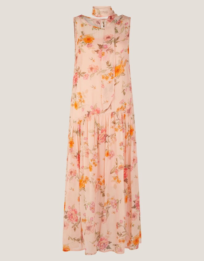 Cassia Floral Print Midi Dress, Nude (NUDE), large