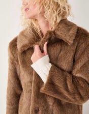 Fern Faux Fur Jacket, Brown (BROWN), large