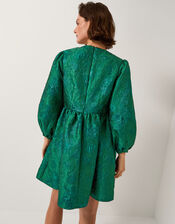 Jolene Floral Jacquard Mini Dress, Green (GREEN), large