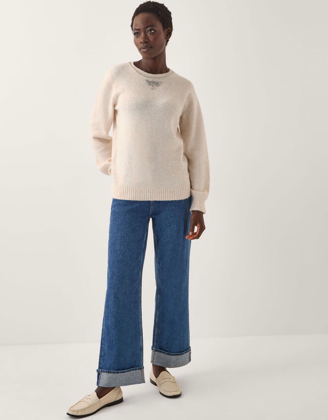 Ellen Diamanté Embellished Jumper, Ivory (IVORY), large