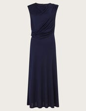 Debra Drape Jersey Dress, Blue (NAVY), large