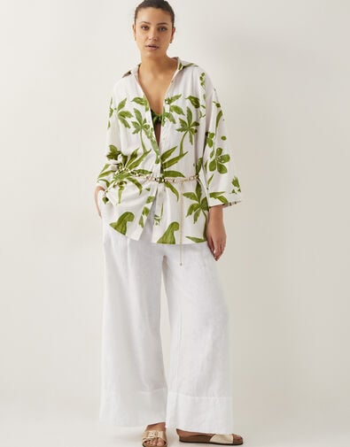 Isla Palm Print Shirt , Green (GREEN), large