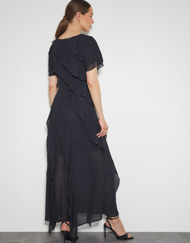 Renata Ruffle Maxi Dress, Black (BLACK), large