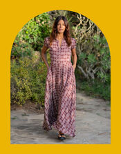 Lyrical Sisters Hourglass Print Maxi Dress, Brown (BROWN), large