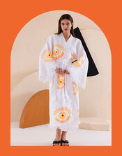 Meraki Beach Eye Print Kimono Robe, Cream (CREAM), large