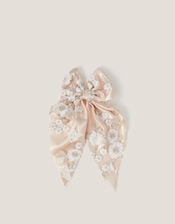 Astrid Floral Embroidered Bow Hair Clip, , large
