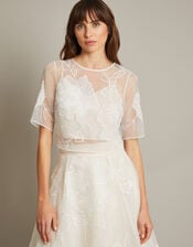 Rosie Lace Floral Bridal Top, Ivory (IVORY), large