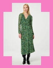 Fabienne Chapot Floral Wrap Midi Dress, Green (GREEN), large