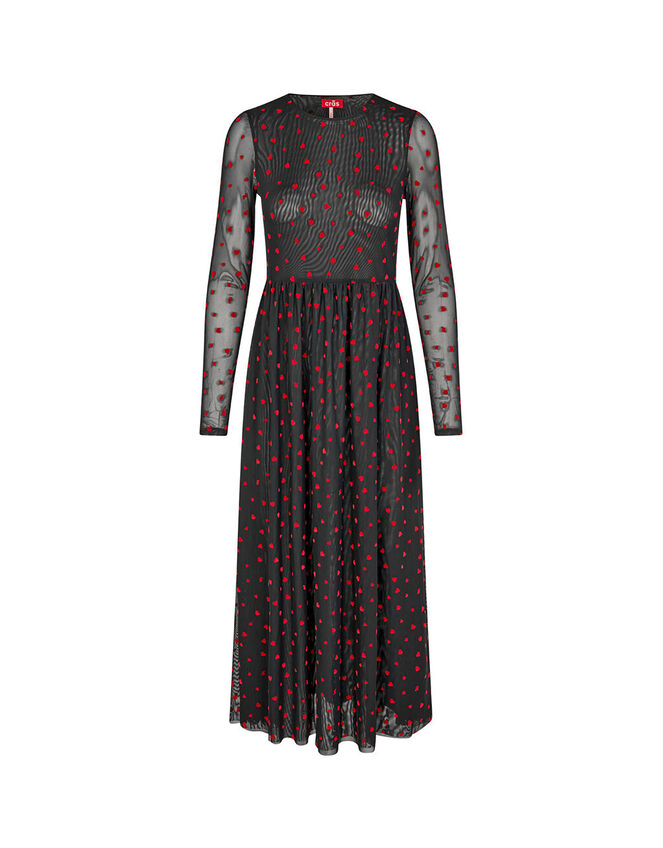Crās Polka Dot Heart Maxi Dress, Black (BLACK), large