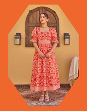 India & Mills Katie Tropic Midi Dress, Red (RED), large