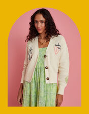 Scotch & Soda Embroidered V-Neck Cardigan, Ivory (IVORY), large