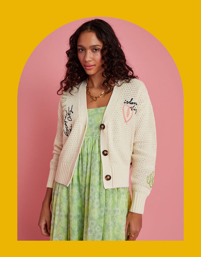 Scotch & Soda Embroidered V-Neck Cardigan, Ivory (IVORY), large