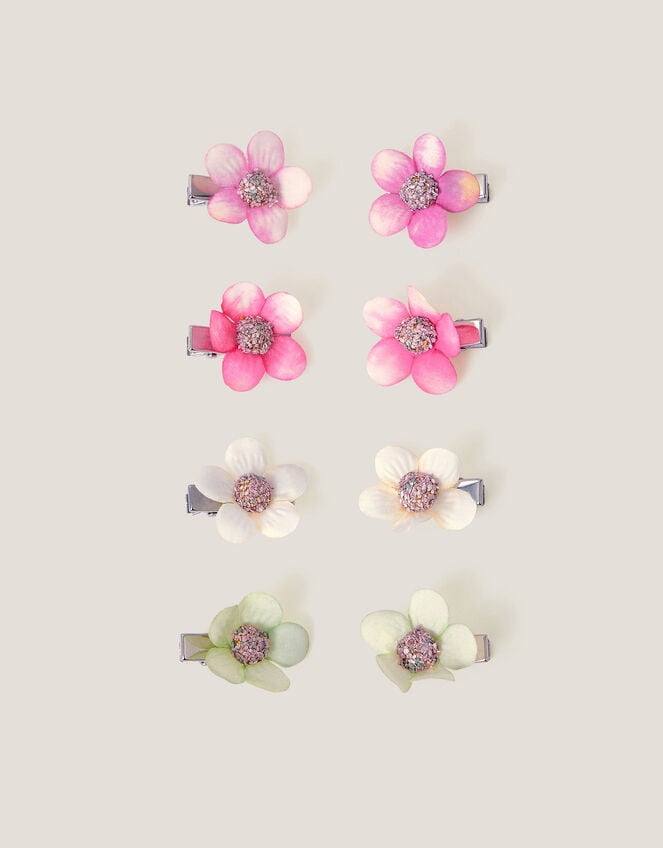 8-Pack Mini Flower Hair Clips, , large